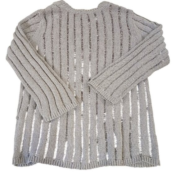 CALVIN KLEIN Gray/Taupe Cotton Knit Open Front Cardigan - Picture 9 of 12